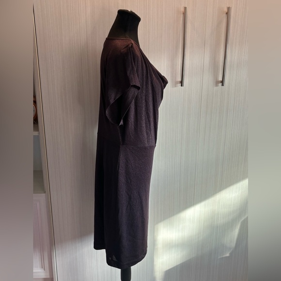 Ann Taylor Cowl Neck Sheath Dress Deep‎ Plum with Sparkle Size L - Picture 7 of 13
